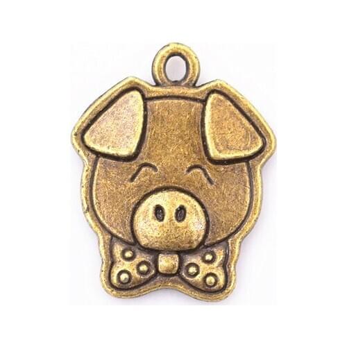 20pcs 20x16mm Antique Bronze Plated Cute Pig Charm Pendant DIY Handmade Jewelry Accessories