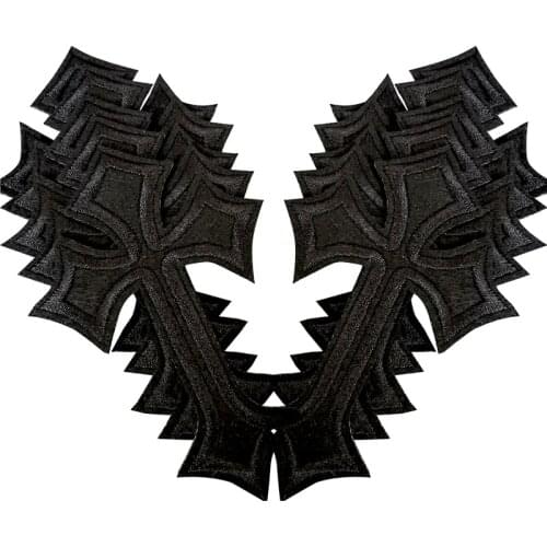10PCS/LOT Cross Embroidered Patches For Clothes Sewing Supplies Decorative Badges Applique Ironing Clothing Jeans Black Cross