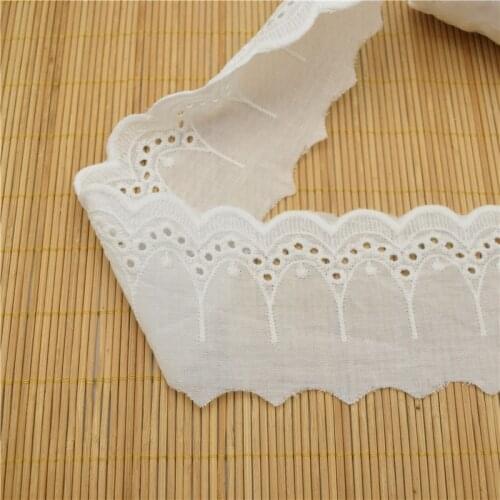 150Yard Cotton Lace White Cotton Ruffle Eyelet Lace 7.5cm Crafts/Costume/Larp/Sewing wholesale