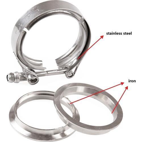 2" 2.5" 3" 3.5" 4" Inch V-Band Clamp Flange Flat Kit SS304 Stainless Steel For Turbo Exhaust Downpipe Car Accessories Universal