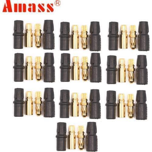 20pcs Amass 3.5mm SH3.5 Gold Plated Connector with Protective Sleeves (10 Pair)