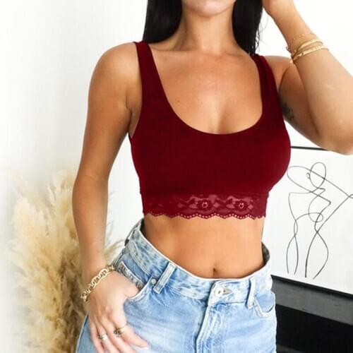 2021 Summer Women Lace Floral Bralette Underwewar Plus Size Unpadded Crop Tops Sleeveless Strap Fashion V-Neck Ladies Camis