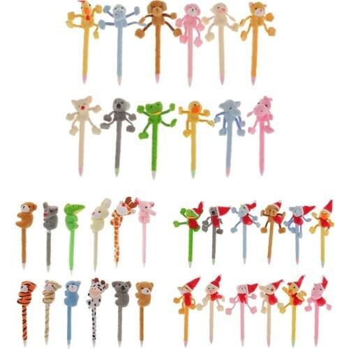 24Pcs Plush Animal Pens Plush Pens New Toys Stuffed Plushie Animal Pen Gifts Stuff Plush Cartoon Fluffy Animal Pens
