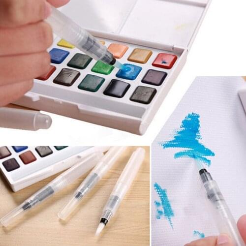 3Pcs/Set Watercolor Round Soft Brush Pen Set Size Middle ART long Water Brush pen flat nib Watercolor Art marker