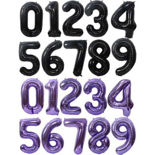 40 inch Purple Black Macaron Number Balloon 0 1 2 3 4 5 6 7 8 9 Number Ballons Baby Shower Birthday Party Wedding Decor Supplies