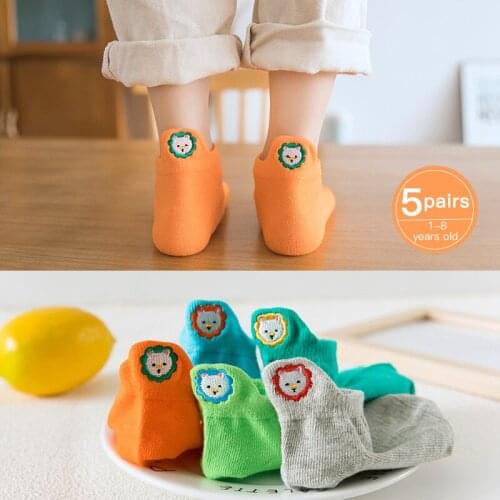 5Pairs/lot 1-12Y Cute Lovely Short Baby Socks Cartoon Embroidered Newborn Boys Girls Toddler Sock Baby Clothing Accessories
