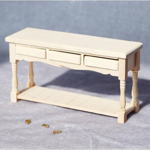 A05-X015 children baby gift Toy 1:12 Dollhouse mini Furniture Miniature rement Doll accessories wooden Three drawer table 1pcs