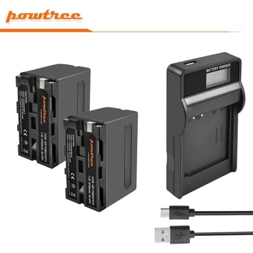 Powtree 8700mAh NP-F960 NP-F970 Camera Battery+LCD Charger For Sony NP F960 F970 NP-F770 F550 CCD-TRV58 TRV110K TRV26E HVR-Z1 L5