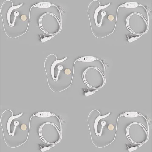Artudatech 5Pcs 2 Pin G-Shape Earpiece Earphone PTT For Baofeng Handheld BF 777 888 2way Radio