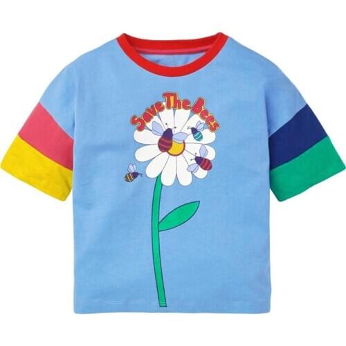 Bambino 2021 New Tees of Children 2-7 Years Floral Pure Cotton T shirt for Kids Girls Tops Clothing Baby Clothes Child Costume