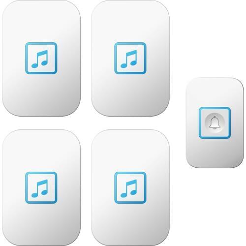 CACAZI Welcome Wireless Doorbell Waterproof 1 Transmitter 4 Receivers Smart Cordless Bell Volume 0-110dB 60 Chimes US EU UK Plug