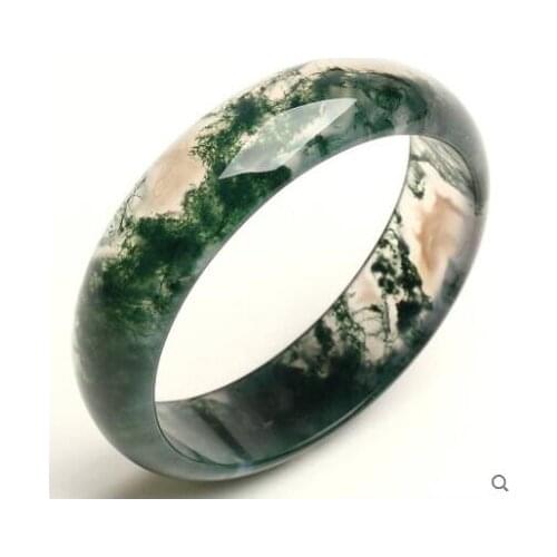 Royal Pauline Natural Indian aquatic agate bracelet transparent ice species a goods floating flower jade Bracelet Green moss Wom