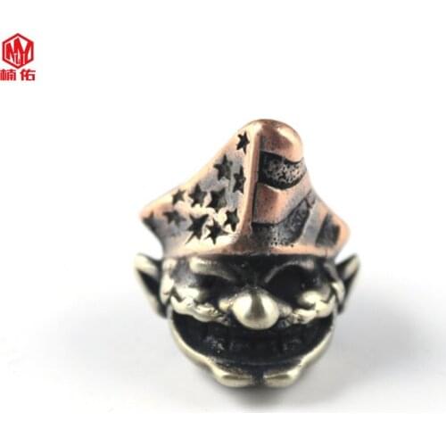 1PC White Copper American Clown Handmade Knife Lanyard Beads Paracord Hanging Jewelry Outdoor EDC Tools DIY Key Ring Accessories