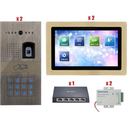 Digital Home Security Intercom Doorbell 7" Video Door Phone 2xTouch key monitor+2RFID panel camera fingerprint&Password function