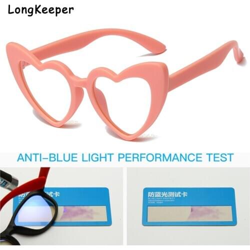 Blue Light Blocking Kids Glasses Fashion Hearts Shape Anti Blue Rays Fatigue Computer Eyeglasses Boys Girl Optical Frame UV400