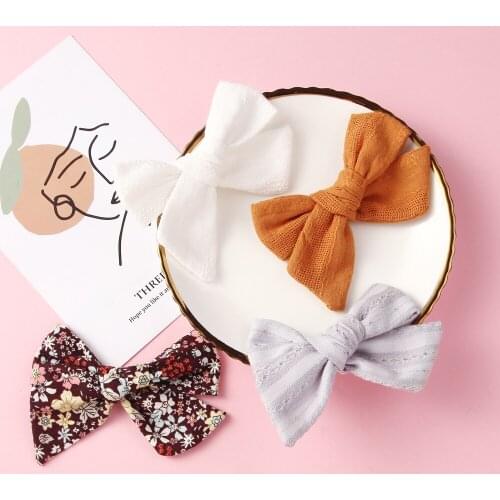 Baby Hair Clips Cotton Linen Girls Bows Hairpins Children Handmade Barrettes Infant Jacquard Side Clip Kids Party Hairgrips