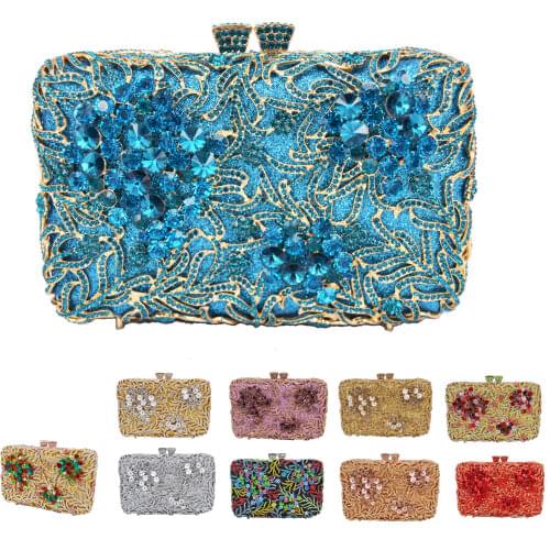 10 color Luxury Fashion Crystal Diamond Colorful Party Purse Women Wedding Clutch Evening Bag Female pochette Day Clutches SC581