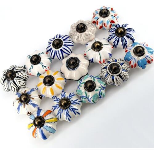 Multicolor MultiDesign Ceramic Knobs Cupboard Door Knobs Kitchen Cabinet Handle Drawer Pulls Pack of 1
