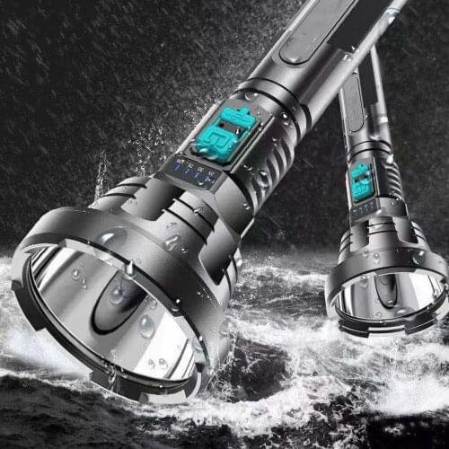 USB Rechargeable Strong Flashlight 1500M Long-range Outdoor Torch for Hiking Super Bright Portable Flashlight LED Searchlight
