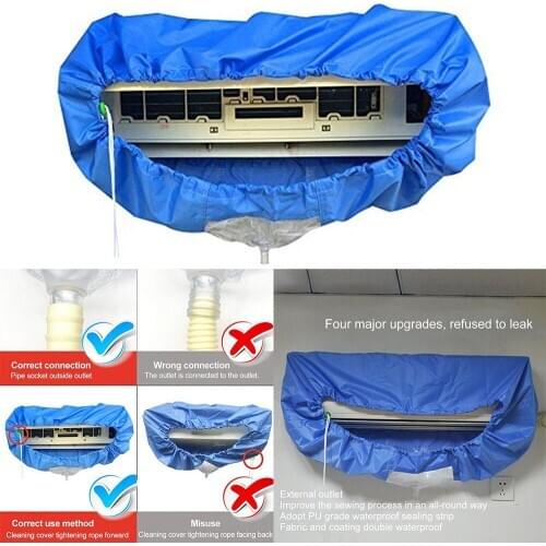 Blue Wall Mounted Air Conditioning Cleaning Bag Split Air Conditioner Cleaning Washing Cover Waterproof Protector
