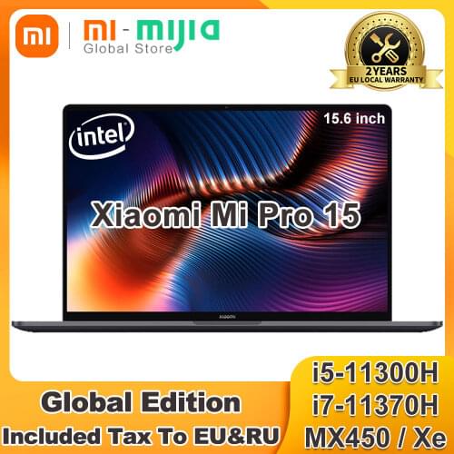 Global Version Xiaomi Pro 15 Laptop 11th Intel Core i7-11370H/i5-11300H 3.5K OLED Screen Computer MX450 CPU 100% sRGB Notebook