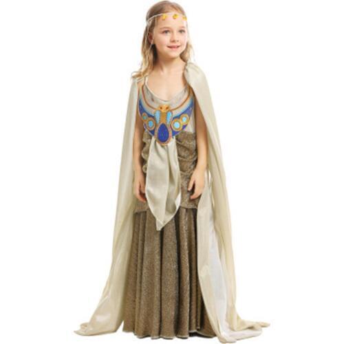 Drop Shipping Christmas Costumes Girls Child Cleopatra Costume Egyptian Queen Kids Fancy Dress for Halloween Children Gift XS-L