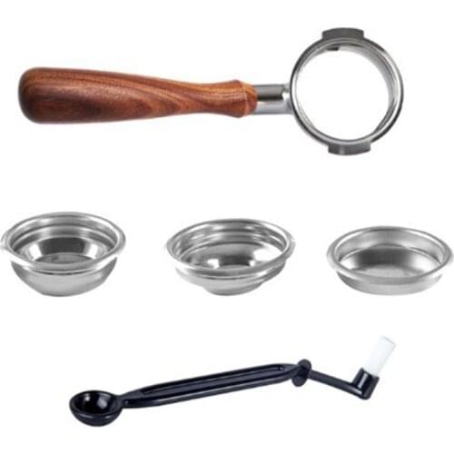 Coffee Machine Handle Universal 58mm Commercial Italian Accessories Solid Wood Bottomless Handle Gift Box Set