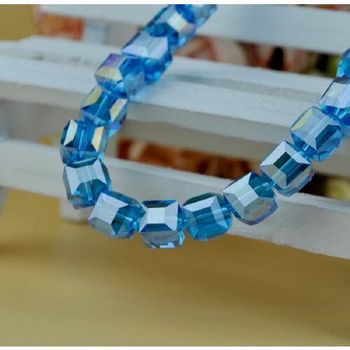 100pcs/lot Lake Blue AB Square Shape Glass Beads 6mm Cube Crystal Jewelry Bead for DIY Necklace Jewelry Making Accessories