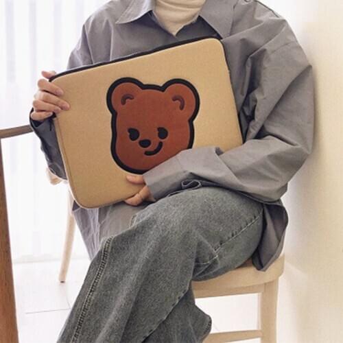 Cute Bear Embroidery Bag 11 13 15 Inch for Macbook Air Pro Laptop Bag Tablet Case Protection Suit Apple Ipad Huawei Ipad 2021