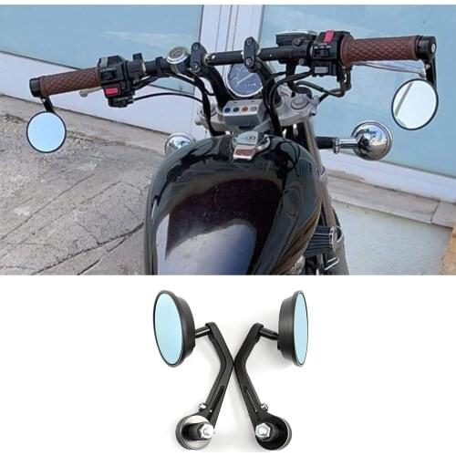 Black 3" Round 7/8" HANDLEBAR END MIRRORS FOR CUSTOM BOBBER CHOPPER CRUISER