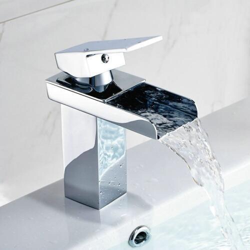 Waterfall Chrome Brass Faucet Bathroom Basin Mixer Tap Single Handle Torneira Hot and Cold Taps 1149C