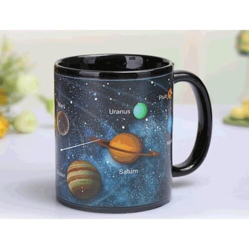 Magic Mug Black Solar system Temperature Changing Cup Hot water change color Ceramic cup mug Creative gifts MAZWEI