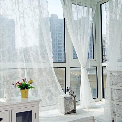 Embroidered Lace Window Curtain Gauze Knitted Jacquard Curtain Drapes