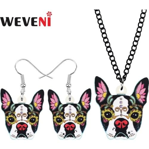 WEVENI Acrylic Halloween Cute Dog Jewelry Sets Long Lovely Aesthetic Earrings Necklace For Women Girls Kid Classic Festival Gift