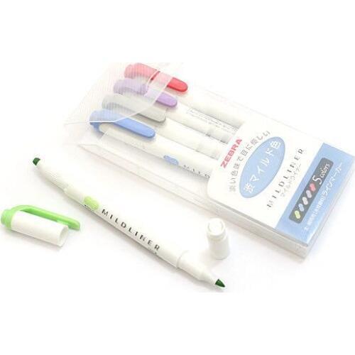 Zebra Mildliner Mild Liner Double-Sided Highlighter 5 Colors Set Highlight Pen