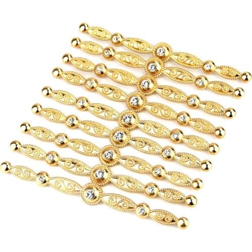 Sunspicems Gold Color Crystal Caucasus Belt Breastplate Chest Bibs for Women Traditional Wedding Dress Body Jewelry Gift