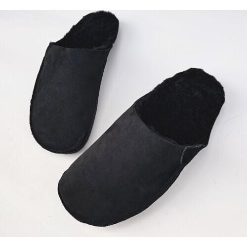 Womens Slippers Wool Shoes 100% Genuine Leather Warm Indoor Shoes Anti-slip Ladies Flat shoes