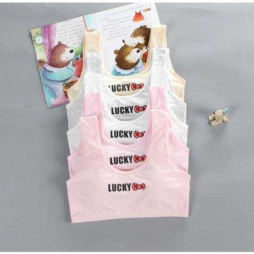 Puberty Combed Cotton Vest With Chest Pad Adolescent Tops Young Training Kids Bra Teen Girls Underwear Children Bras for 8-18Y