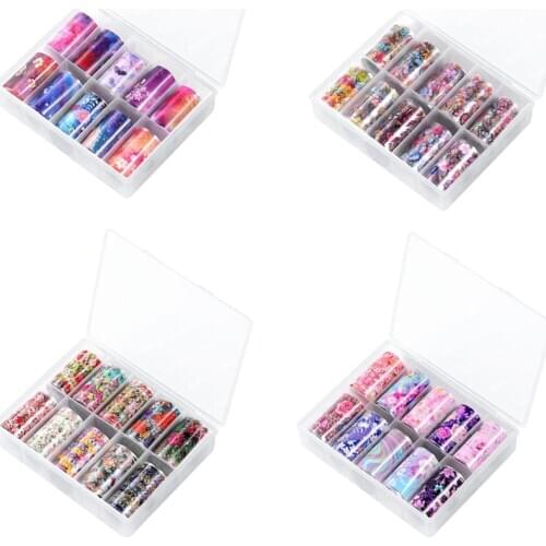 10 Roll/Box Salon Nail Art Water Decals Transfer Stickers for Nail Decor