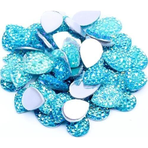 13x18mm 100pcs/lot Sewing Tear Drop Flatback Resin Rhinestones Without hole Crocodile Skin Texture Beads Jewelry Accessories