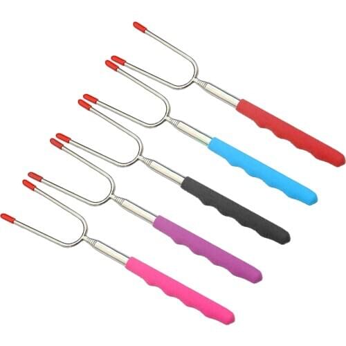 5pc Roasting Smokes Sticks BBQ Telescoping Forks for Sausages Fire Pit