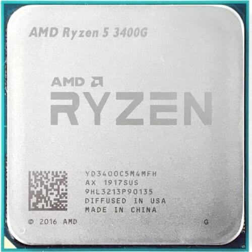 AMD Ryzen 5 3400G R5 3400G 3.7GHz Quad-Core Eight-Thread 65W CPU Processor YD3400C5M4MFH Socket AM4