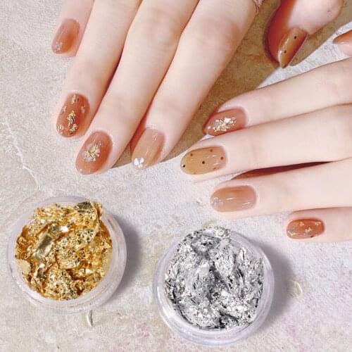 2 Color Gold Silver Colorful Shinning Foils Gorgeous Aluminum Nails Glitter Flakes Paillette Chip Nail Art Decoration DIY Design