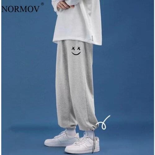 NORMOV Drawstring Harem Pants Loose Spring Autumn High Waist Sweatpants with Pockets Slim Tether Wide Legs Trousers Women