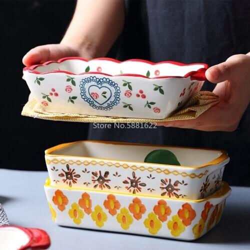 Cheese Baked Rice Bowl Oven Special Double Baking Pan Household Ceramic Binaural Plate Baking Bowl Baking Tableware