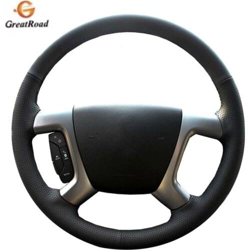 Black Genuine Leather Car Steering Wheel Cover for Chevrolet Captiva 2007-2014 Silverado GMC Sierra 2007-2013