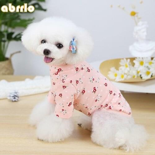 Pet Floral Bottoming Shirt Puppy T-shirt Soft Cute Dog Clothes For Small Dogs Cats Autumn Winter Pets Costume For Schnauzer York