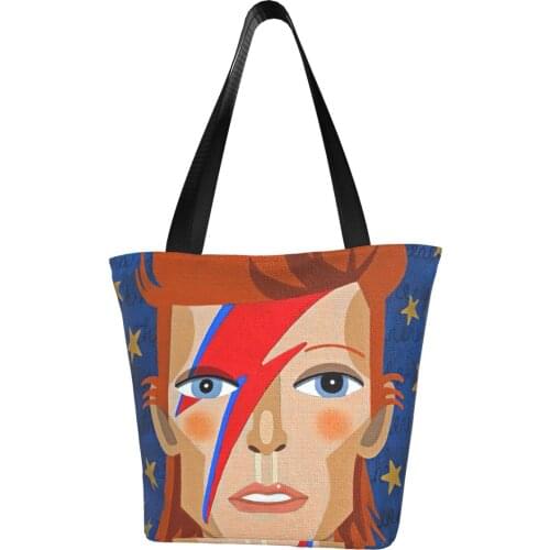David Bowie Aladdin Sane Shopping Bag Aesthetic Cloth Outdoor Handbag Female Fashion Bags