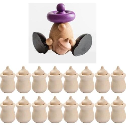 16pcs Wood Crafts Diy Handmade Blank Home Decoration Baby Toys Peg Dolls Unfinished Acorns Wooden Crafts For Baby Room