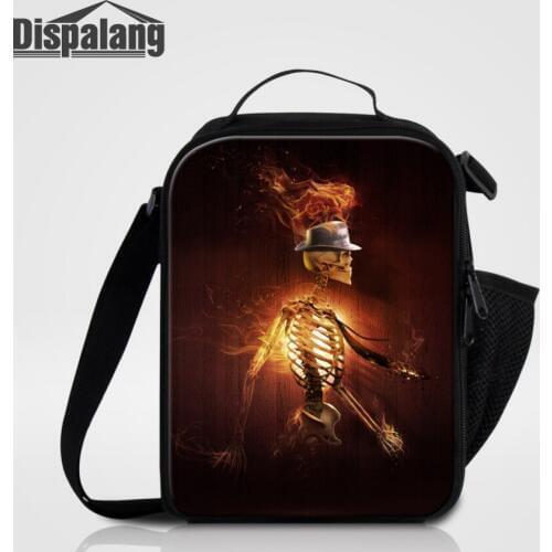 Dispalang Kids Cooler Lunch Bag Skull Print Students Thermal Mini Lunch Box For Office Worker Children Picnic Insulated Food Bag